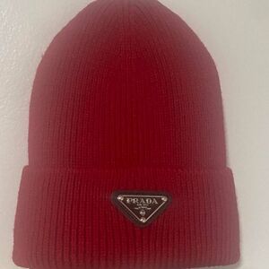 Prada Red Beanie Hat